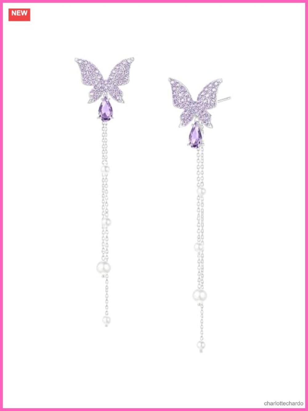 Butterfly Dangle Drop Earrings Fairy Sparkle Pierced Jewelry Gift